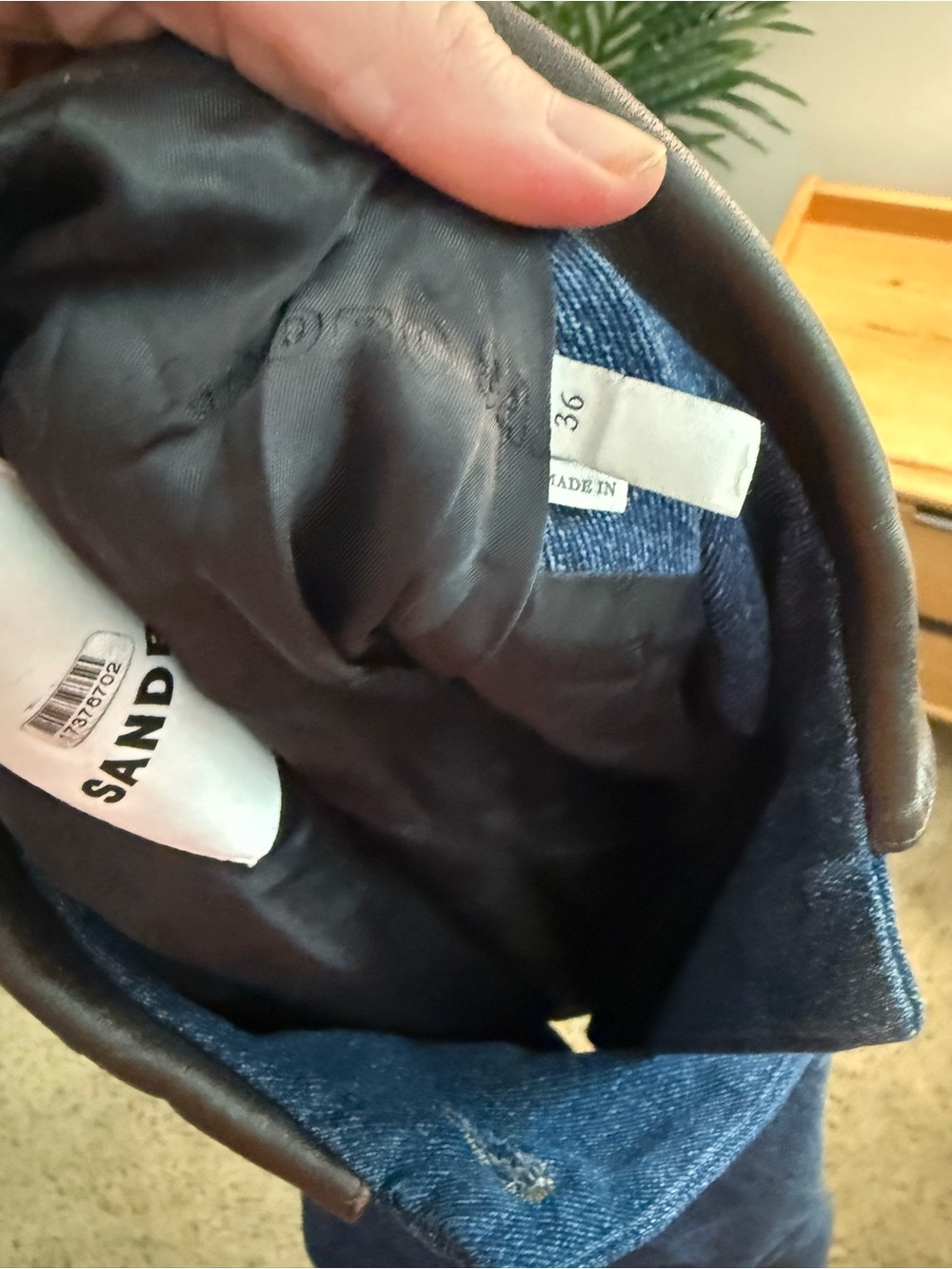 Sandro Denim‎ Jacket With Leather Collar Cropped Women’s 36 - Picture 4 of 6
